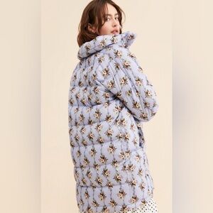 Anthropologie Rachael anotoff Blue Floral Quilted Jacket